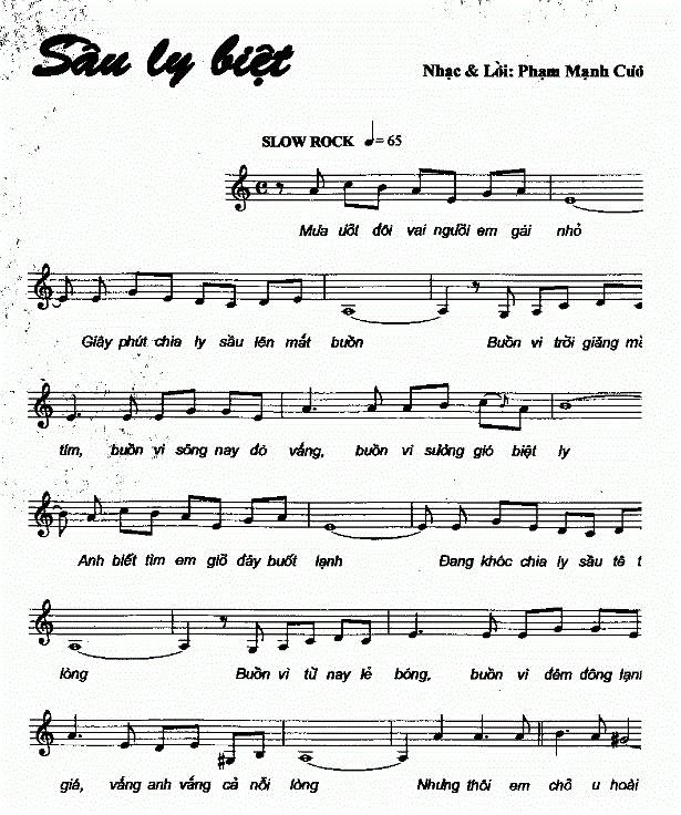 Sheet nhạc Sầu Ly Biệt